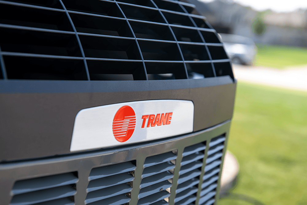 Close-up of a Trane air conditioner unit