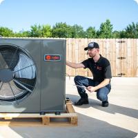 An HVAC dealer with an outdoor unit.