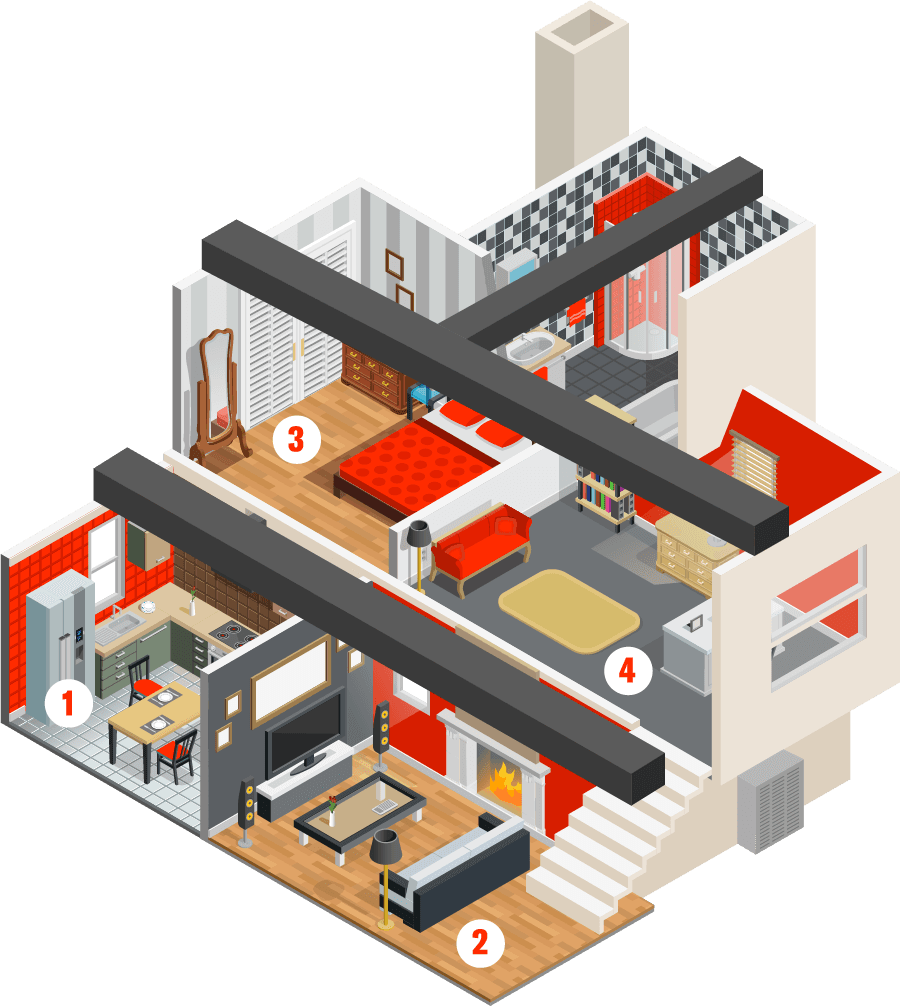 Illustration of home with zoning.