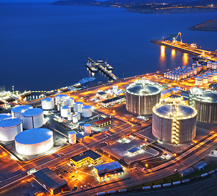 industrial factory at night